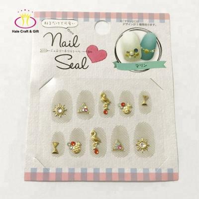 China Finger Nail Art Wholesale Customize Korea 3D Design Gel Gold Sticker Nail Art Metal for sale