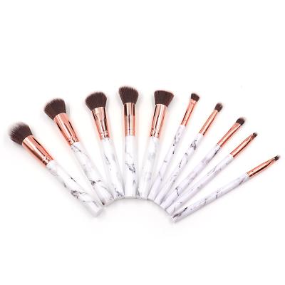 China Angular Blush Makeup Brush Set 10 Pcs Stand Private Label Beauty Cosmetics Marble Makeup Tools for sale