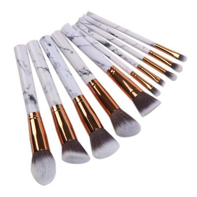 China Angular Blush Hot Sale Private Label Marble Handle Makeup Brushes Brush Cheap Cosmetic Makeup Brush Set 10pcs for sale