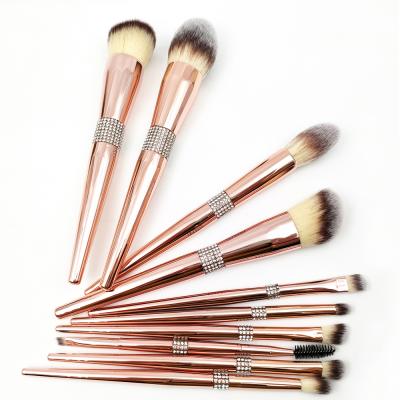 China Angular Blush Professional 10pcs 2021 New Style Private Label Vegan Makeup Brushes Synthetic Hair Makeup Brush Set for sale