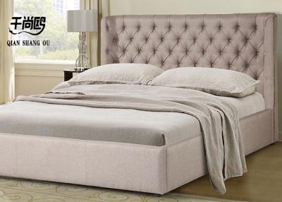 China Royal Headboard Queen King Platform Tufted Bed Upholstered Wood Frame Bed for sale