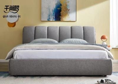 China Soft Linen Fabric Bed , Comfortable Platform Bed With Removable Pillows for sale