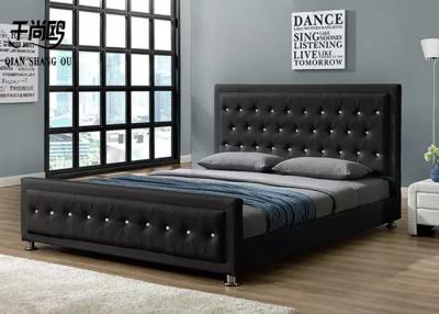 China Crystal button leather luxury bedroom platform upholstered bed for sale