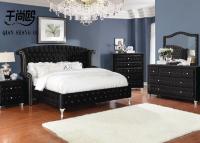 China Eigentijds Lang Bekleed Bed Wing Board Design With Button Te koop