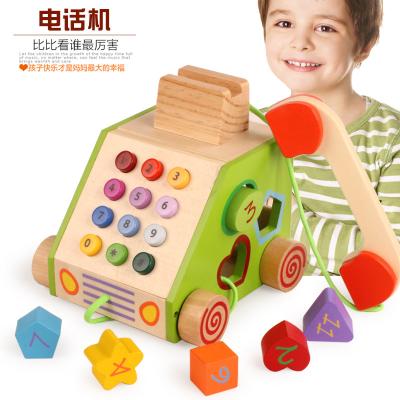 China Have New Design Physical Training Montessori Education First Craft Wooden Puzzle Phone Toy For Kids for sale