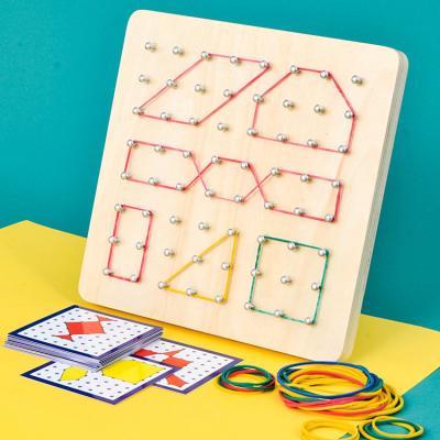 China Geo Graphics Educational Toys Row Board Block Board Material Eco-friendly Material Wooden Math Manipulator Geo With Pattern Cards for sale