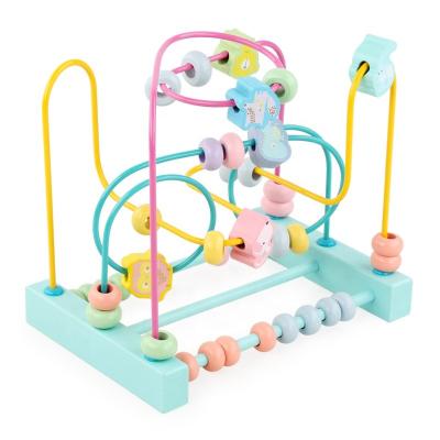 China Counting Roller Coaster Wooden Board Montessori Color and Shape Recognition Bead Manipulator Toy for Boys Girls for sale