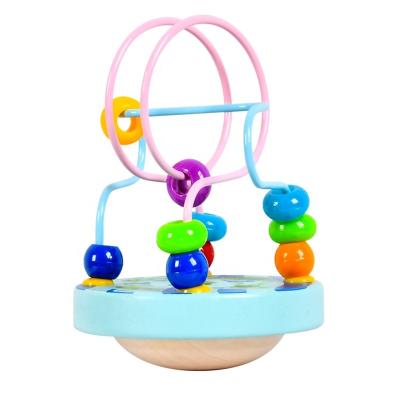 China Early Education Funny Wisdom Tumbler Wooden Toys Baby Color Multifunctional Knowledge Count Beaded Wooden Toys for sale