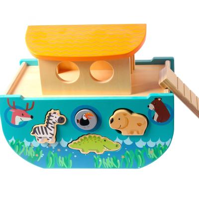 China Educational Toy 2021 New Design Noah's Ark Kids Wooden Ship Toy Educational Toy for sale