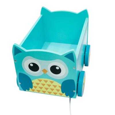 China Cart High Quality Children Like Store Car Pulling String Owl Shape Animal Wooden Walking Toy for sale