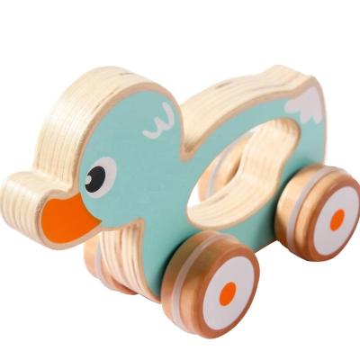 China Car Toys 2021 New Arrival Toddlers Wooden Drag Duck Car Wooden Mini Toys For Children for sale