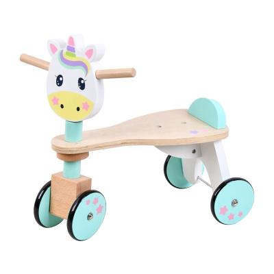 China Counting Children Toy Cars Child Wooden Board Ride A Four-Wheel Vehicle Push Balance Baby Tricycle Wooden Toy for sale