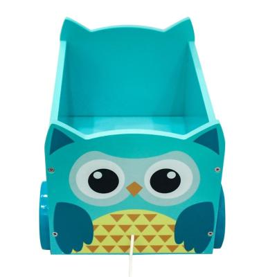 China Children Owl Shape Pull Along Wooden Animal Eco-friendly Safe Walker Toddler Trolley Toy for sale