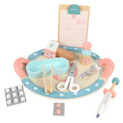 China Striking Low Price Pretend Doctor Nurse Injection Educational Role Playing Simulation Classic Wooden Children Make Up Toy Set For Girl for sale