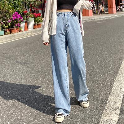 China Color Fade Proof Wide-Leg Jeans Womens 2020 High Waist Spring Loose Small Drape Straight Wiping Pants Womens Jeans for sale