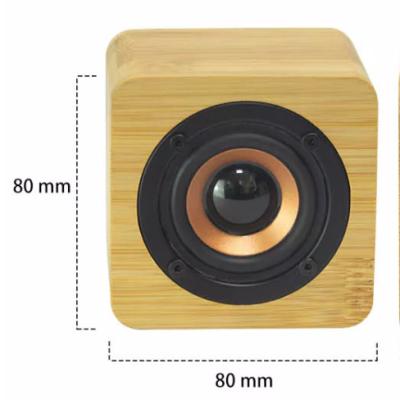 China Portable Cube Mini Wireless Speaker Amplifiers in Mp3 Player+FM Radio+MIC New Arrival Bamboo Case for Home Decoration for sale