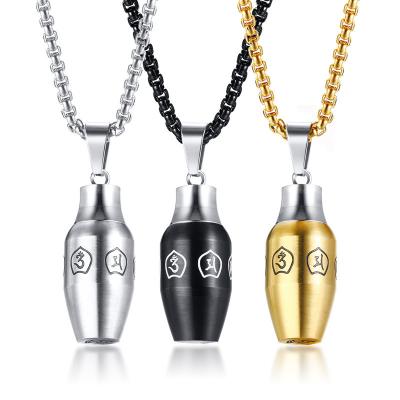 China Wholesale Viable Pet Urn Stainless Steel Six-Character Dangling Incantation Can Open Pet Ash Jewelry Necklace Keepsake Cremation Jewelry for sale