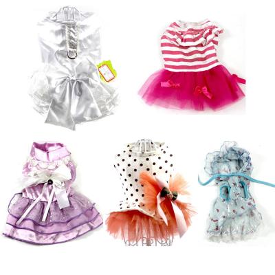 China Sustainable Summer Lace Tulle Dress Dog Clothes With Bow Knot For Small Dog Party for sale