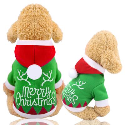 China Sustainable High Quality Christmas Cloth Green Hoodies Dog Clothes Winter With Letter For Dogs for sale