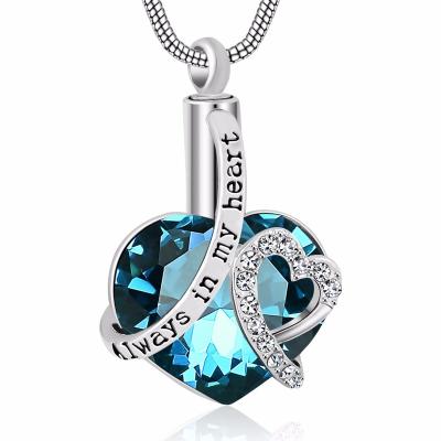 China Viable Still In My Heart Pendant Screw Heart Cremation Ashes Urn Birthstone Necklace Jewelry Memorial Keepsake Pendant for sale