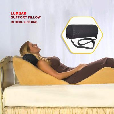 China Massage Lower Back Support Cushion Adjustable Strap Small Firm Foam Lumbar Roll for sale