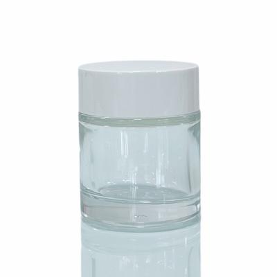 China 15g 50g Cylinder Glass Cylinder Luxury Cosmetic Bottle Jar Thick Heavy Round Bottom For Skin Care Cream Eye Cream Lotion for sale