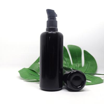 China 5ml 10ml 15ml 30ml 50ml 60ml 100ml Personal Care Glass Dropper Bottle UV Essential Oil Black Glass Bottle With Pump for sale