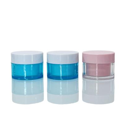 China Double Wall Cosmetic Cylinder Containers PP Plastic Packaging Empty Pink Blue Matte Hair Cream Jar For Body Scrub for sale