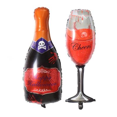 China Happy Halloween Foil Balloon Gift Champagne Party Decoration Aluminum Balloons Toy Bottle Glass for sale