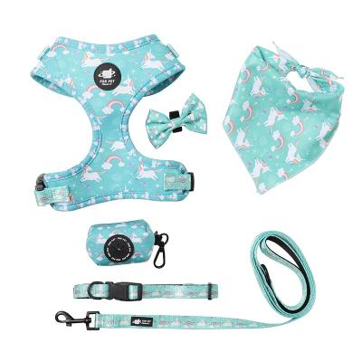 China OEM/ODM Personalized Dog Chest Harness Pull Rope Bandana Jumpsuit Unicorn Pet Six-Piece Set for sale