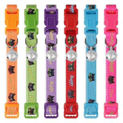 China Cat Face With Cute Logo Print Candy Color Soft Viable Pet Collar Nylon Pet Collar for sale