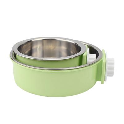 China Sustainable Stainless Steel Bowl Feeder Dog Cage Fixed Hanging Puppy Basin Pet Bowl Pet Supplies for sale