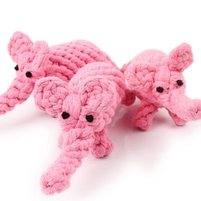 China Pet Toy Shape Cotton Rope Woven Elephant Viable Dog Woven Rope Interactive Toy for sale