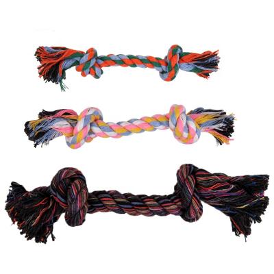 China Viable Dog Rope Knot Toy Woven Toy Training Pet Double-section Bite Rope Molar Bite Resistance for sale