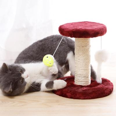 China Double Cat Scratching Board Post Cat Sustainable Tree Drop Ball And Mouse Plush Cat Climbing Frame for sale