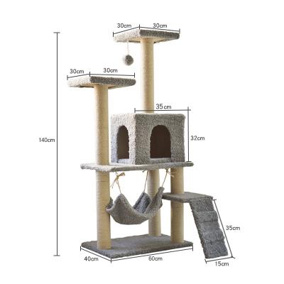 China Amazon Selling Cat House Big Pet Condo Sisal Wood Scratcher Viable Hot Furniture Cat Tree for sale