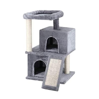 China Single Room Cat Scratching Tree House Viable Amazon Hot Sale Condo Climbing Cat Furniture Wooden Cat Tree for sale