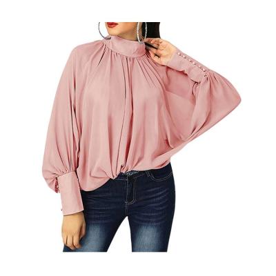 China Anti-pilling Loose Solid Color Feminine Blouse Women Long Sheath Casual Shirt Women Chiffon Blouse for sale