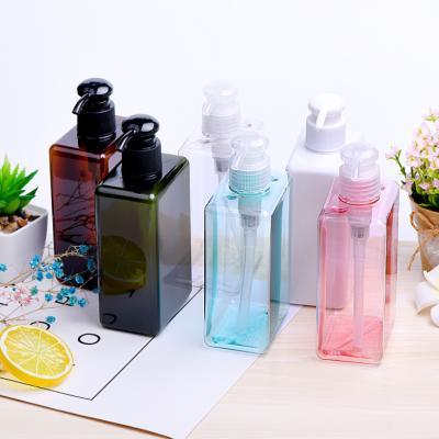 China 150ml 250ml 280ml 450ml 650ml PETG Stock Bottles Eco-friendly Recyclable Square Shampoo Amber Plastic Bottle With Small Quantity for sale