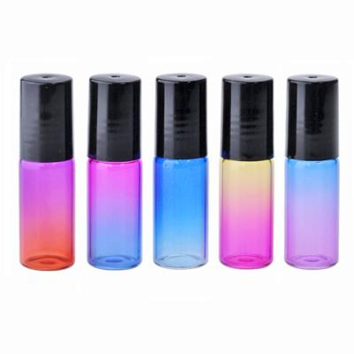 China Eco-friendly Recyclable 5ml 10ml Empty Slim Roll On Glass Bottle Gradient Roller Glass Bottle for sale