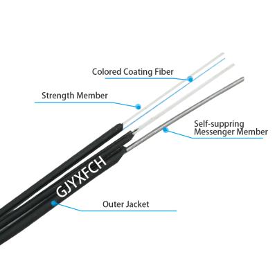 China FTTH GJYXFCH FTTH drop cable arc type 4 6 8 core FRP/KFRP self-supporting fiber optic cable 2 gjyxfch for sale