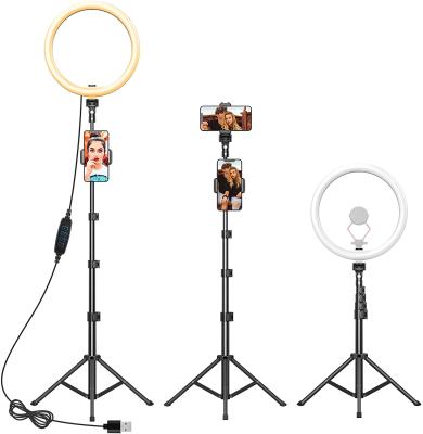 China PORTABLE Foldable LED Dimmable Ring Light with Stand and Phone Holder for Live Stream /Makeup/YouTube Video/Photography Shooting for sale