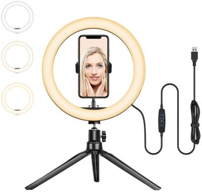 China Hot Sale PORTABLE Selfie LED Lighting Circle Ring Light Tripod Stand for Live Stream /Makeup/YouTube Video, Compatible for Phones for sale