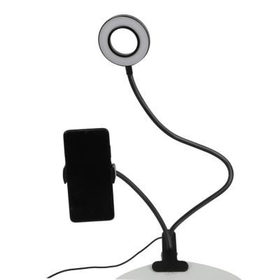 China Table Top Lamp Selfie Ring Light Adjustable Flexible Clip with USB LED Cell Phone Holder Mobile Phone Camera Holder for sale