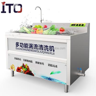 China Traditional Commercial Dishwasher With Bubble Water Flow Stainless Steel Fruit Vegetable Washing Machine Fruit Vegetable Cleaner Machine for sale