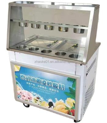 China Fashionable Movable Stand Commercial Automatic Fried Snacks Yogurt Ice Cream Roll Machine for sale