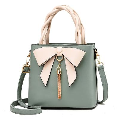 China Fashion Korea New Arrival Bow Decoration Shoulder Bag PU Leather Large Handbag For Women for sale