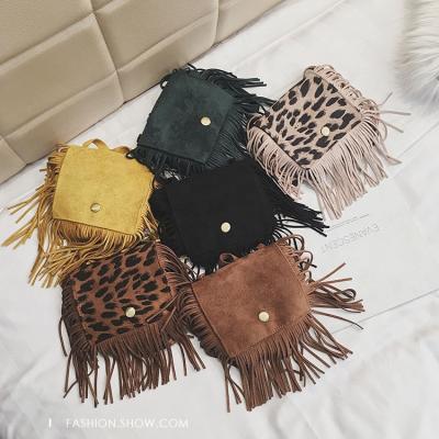 China Mesenger Bag Fashion Kids Messenger Bag Designer Children Leopard Mini Crossbody Bag Kids Tassel Purse for sale