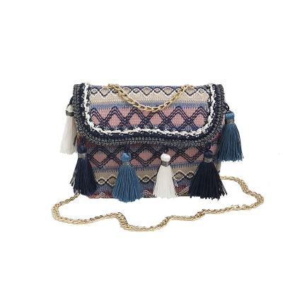 China Wholesale New Design Daily Life Style Sling Bag Chain Tassel Ethnic Cross - Body Bag For Women for sale