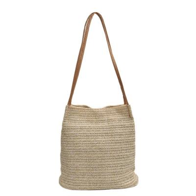 China Nature Woven Fashion Beach Shoulder Bag Summer Large Straw Purse Daily Handbag For Women for sale